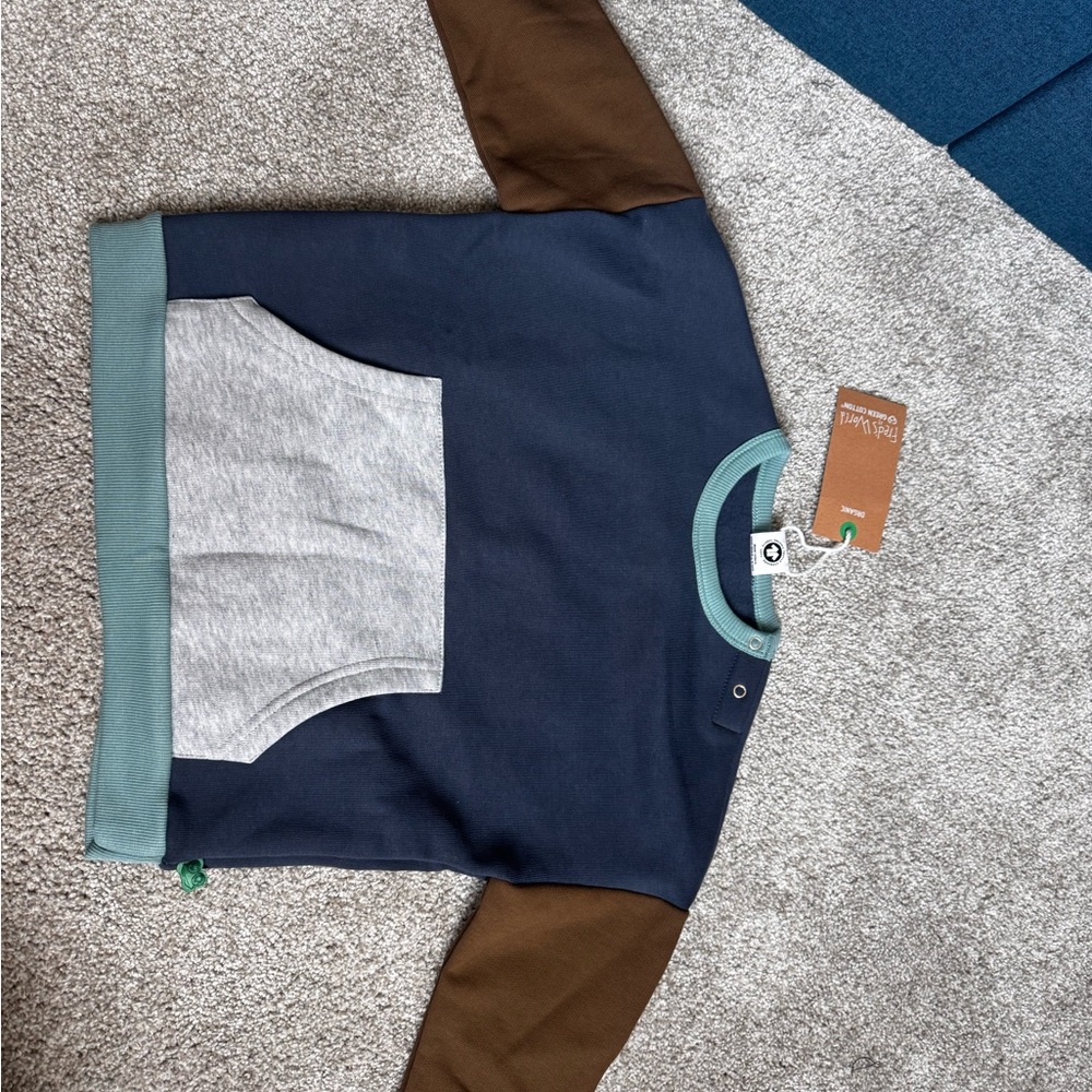 Kids' Navy and Brown Sweatshirt with Pocket